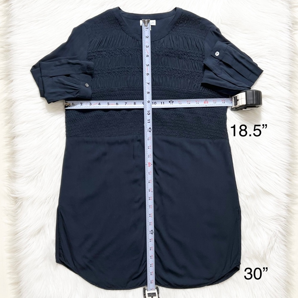 SOLD-J. Jill Navy Blue Smocked Long Sleeve Buttondown Tunic - Picture 10 of 10